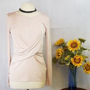 Jennifer Lopez Light Pink Twist Front Long Sleeve Top size Medium